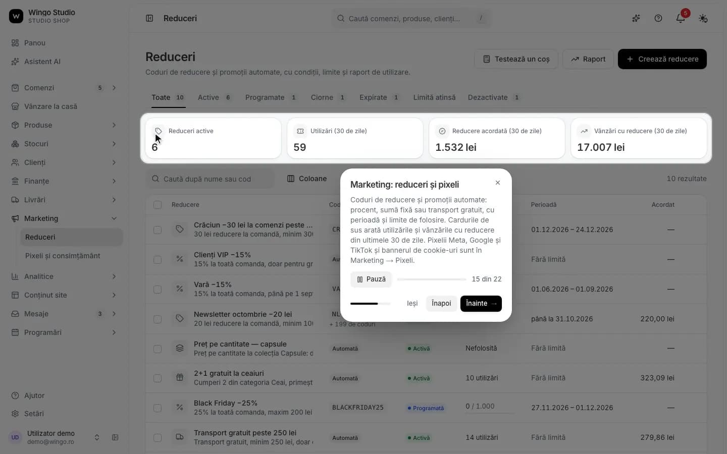 The discount list, with uses and the sales they brought